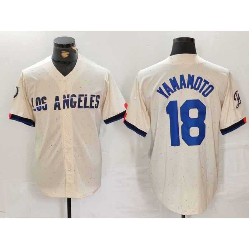 Los Angeles Dodgers #18 Yoshinobu Yamamoto Cream MIKSHPS 2024 City Connect Limited Stitched Jersey
