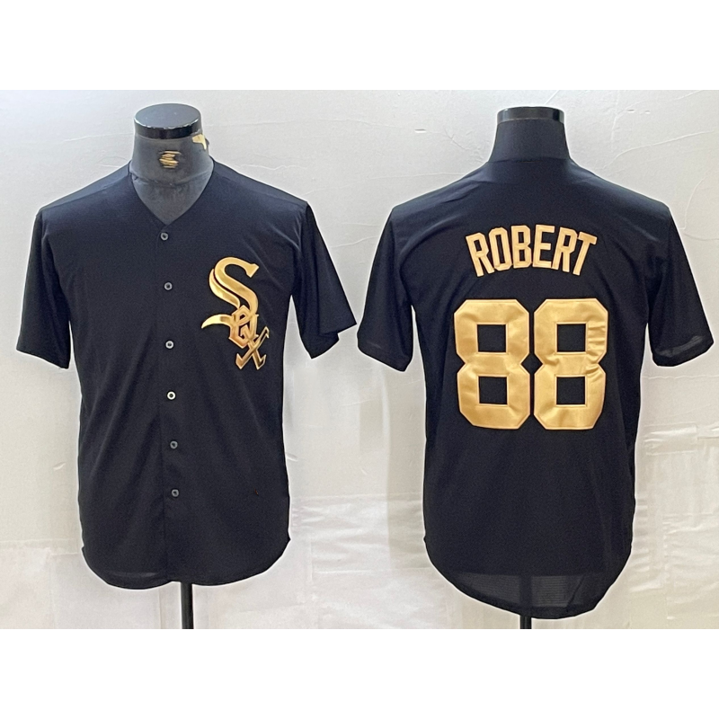 Chicago White Sox #88 Luis Robert Black Gold MIKSHPS Cool Base Stitched Jersey