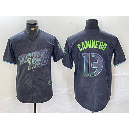 Tampa Bay Rays #13 Junior Caminero Charcoal MIKSHPS 2024 City Connect Limited Stitched Jersey