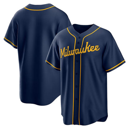 Milwaukee Brewers Navy MIKSHPS Alternate Replica Team Jersey