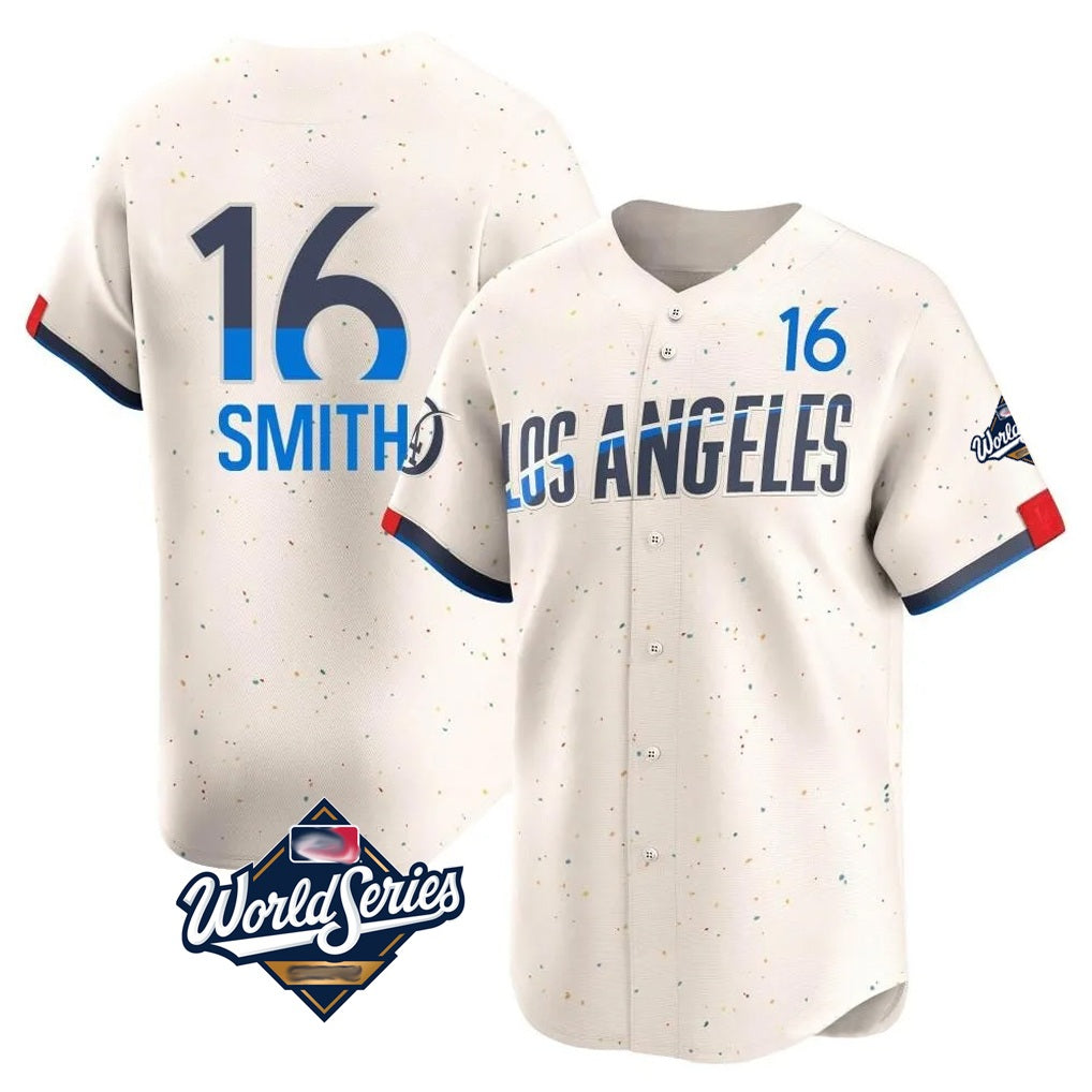 Los Angeles Dodgers #16 Will Smith Player Cream MIKSHPS World Series City Connect Limited Home Stitched Jerseys