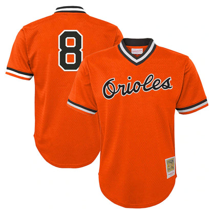Baltimore Orioles #8 Cal Ripken Player Orange MIKSHPS Mitchell & Ness Cooperstown Collection Mesh T-shirt Game Stitched Jerseys