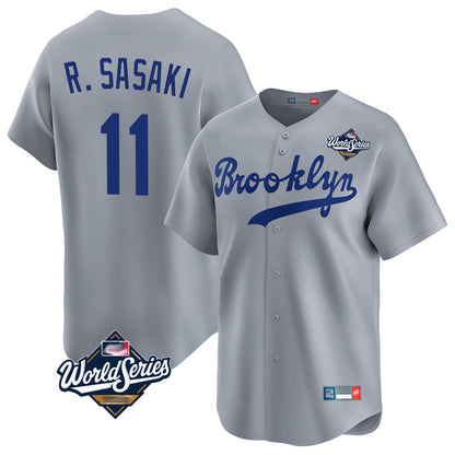 Los Angeles Dodgers #11 Roki Sasaki Player Gray MIKSHPS World Series Game Limited Home Stitched Jerseys