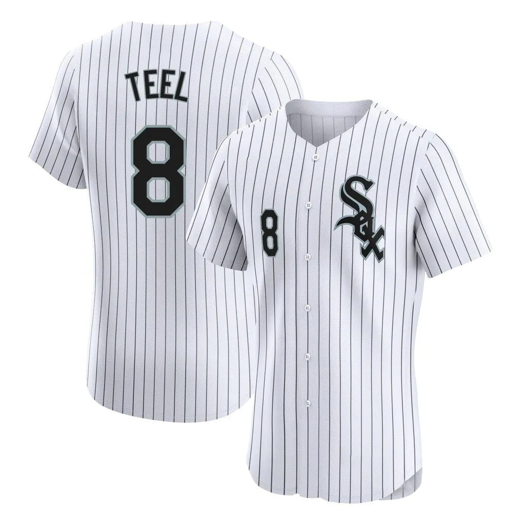 Chicago White Sox #8 Kyle Teel Player White MIKSHPS Stripe Limited Elite Home Stitched Jerseys