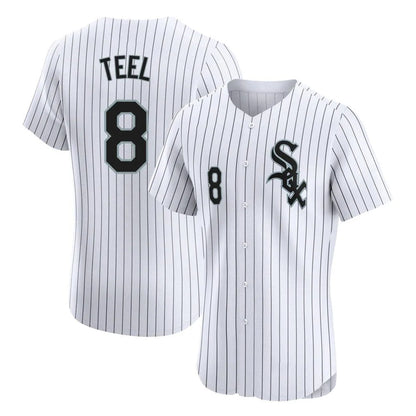 Chicago White Sox #8 Kyle Teel Player White MIKSHPS Stripe Limited Elite Home Stitched Jerseys