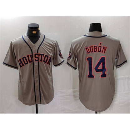 Houston Astros #14 Mauricio Dub¨®n Grey MIKSHPS Cool Base Stitched Jersey