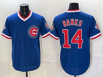 Chicago Cubs #14 Ernie Banks Royal MIKSHPS 150th Anniversary Throwback Vapor Limited Stitched Jersey