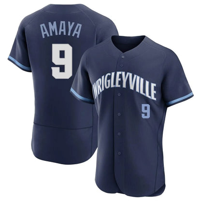 Chicago Cubs #9 Miguel Amaya Player Navy MIKSHPS City Connect Limited Elite Home Stitched Jerseys