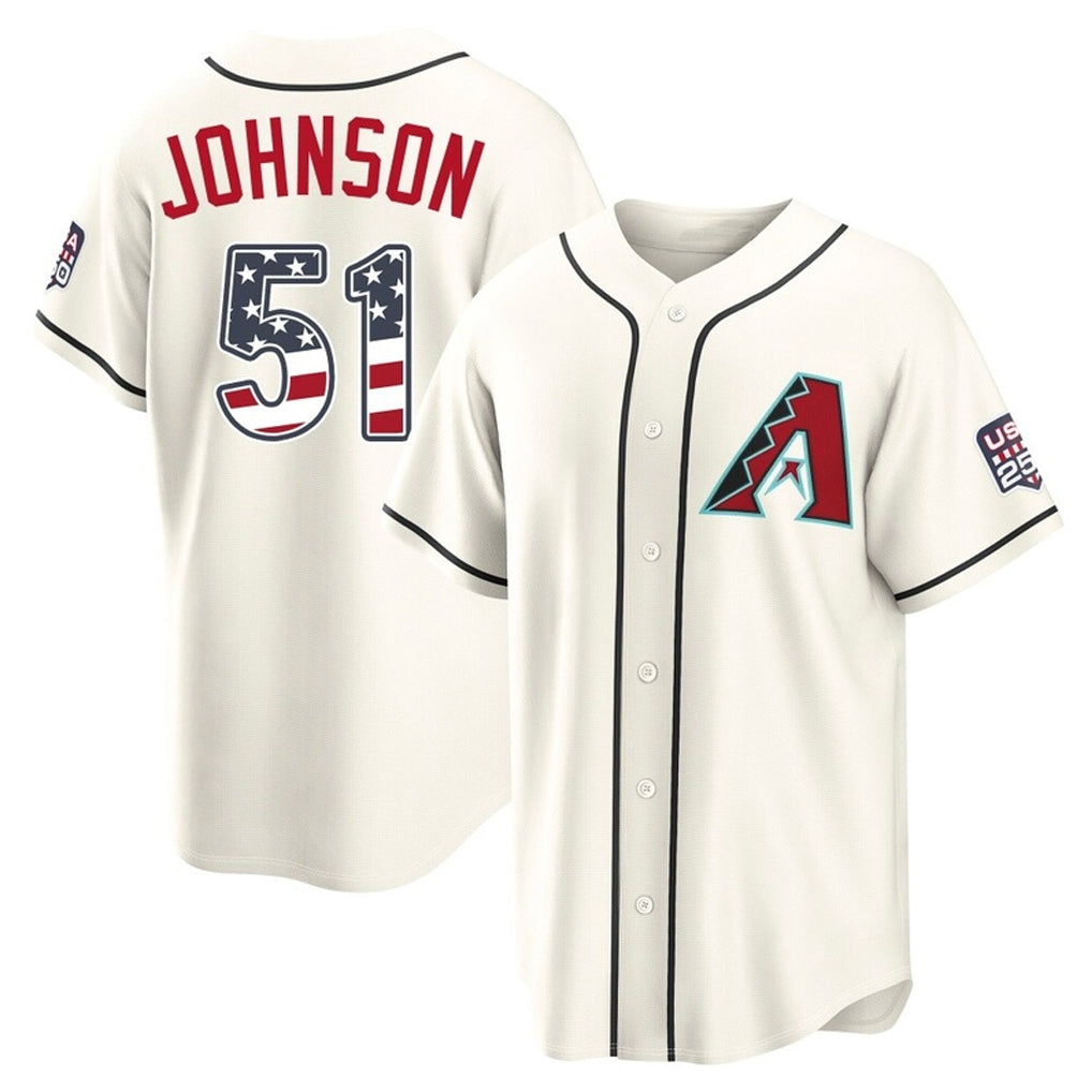 Arizona Diamondbacks #51 Randy Johnson Player Cream MIKSHPS USA 250 Fourth of July Home Game Stitched Jerseys