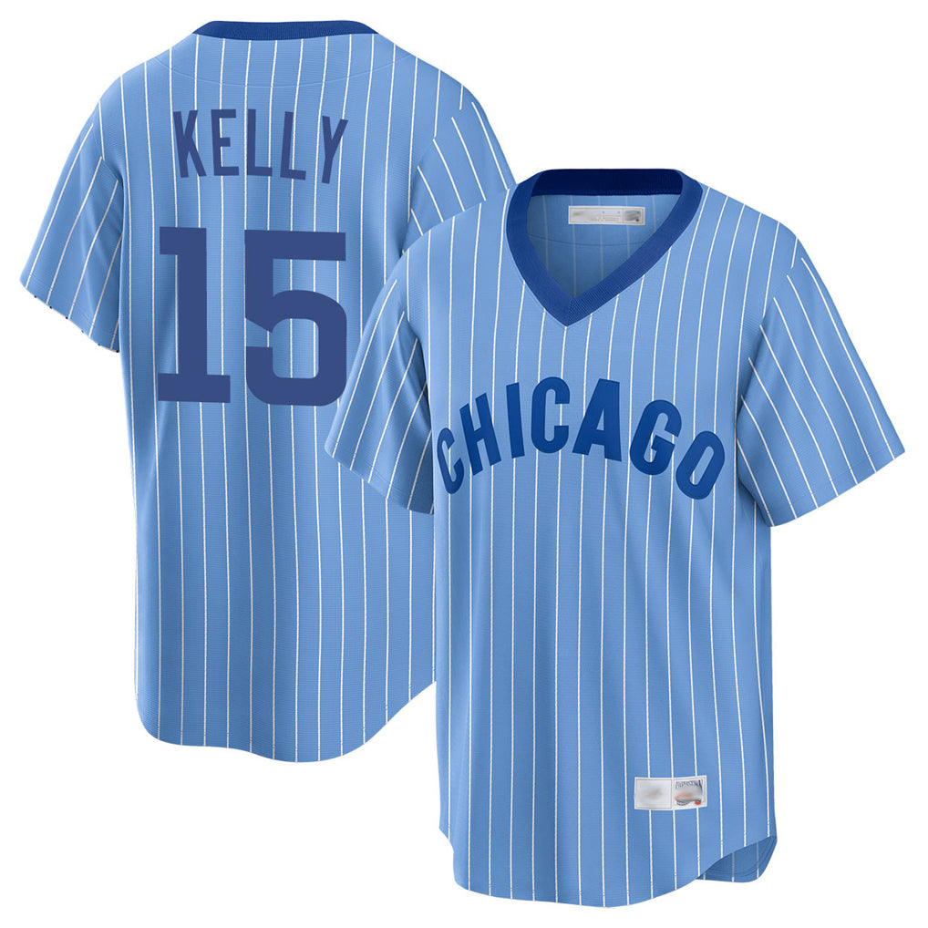 Chicago Cubs #15 Carson Kelly Player Blue MIKSHPS T-shirt Cooperstown Collection Limited Stitched Jerseys