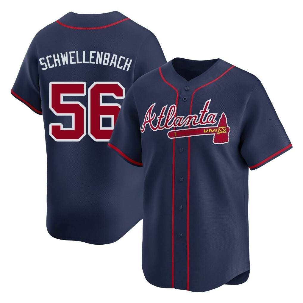 Atlanta Braves #56 Spencer Schwellenbach Player Navy MIKSHPS Limited Home Game Stitched Jerseys