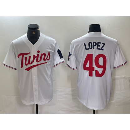 Minnesota Twins #49 Pablo Lopez White MIKSHPS Stitched Cool Base Jersey