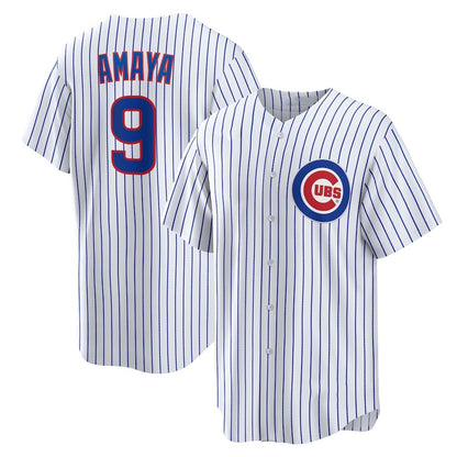 Chicago Cubs #9 Miguel Amaya White MIKSHPS Home Replica Jersey