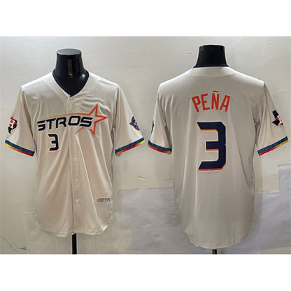 Houston Astros #3 Jeremy Pena Cream MIKSHPS 2025 City Connect With Texas Patch Limited Stitched Jersey