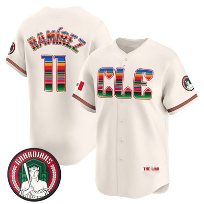 Cleveland Guardians #11 Jos¨¦ Ram¨ªrez Cream MIKSHPS Mexico Vapor Premier Limited Stitched Jersey