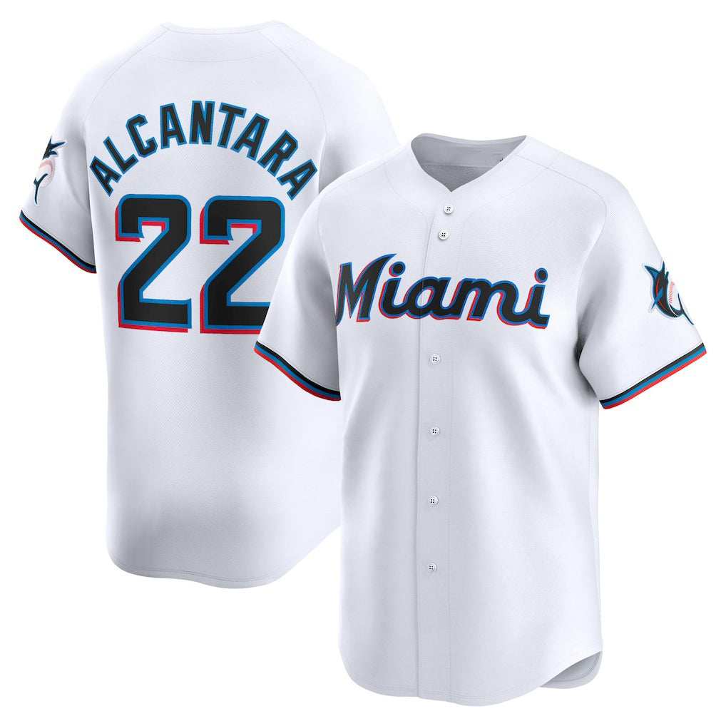Miami Marlins #22 Sandy Alcantara White MIKSHPS Home Limited Player Jersey