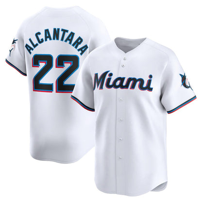 Miami Marlins #22 Sandy Alcantara White MIKSHPS Home Limited Player Jersey