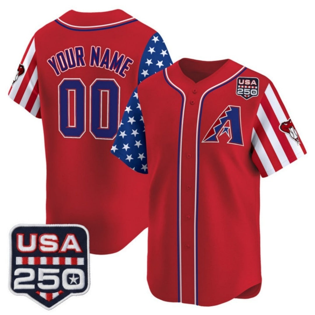 Custom Arizona Diamondbacks America 250 Edition Vapor Premier Limited Red MIKSHPS Stitched Jerseys
