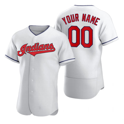 Custom Cleveland Indians White MIKSHPS 2020 Stitched Flex Base Jersey