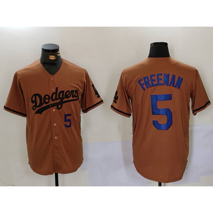 Los Angeles Dodgers #5 Freddie Freeman Number Olive MIKSHPS Cool Base Limited Stitched Jerseys
