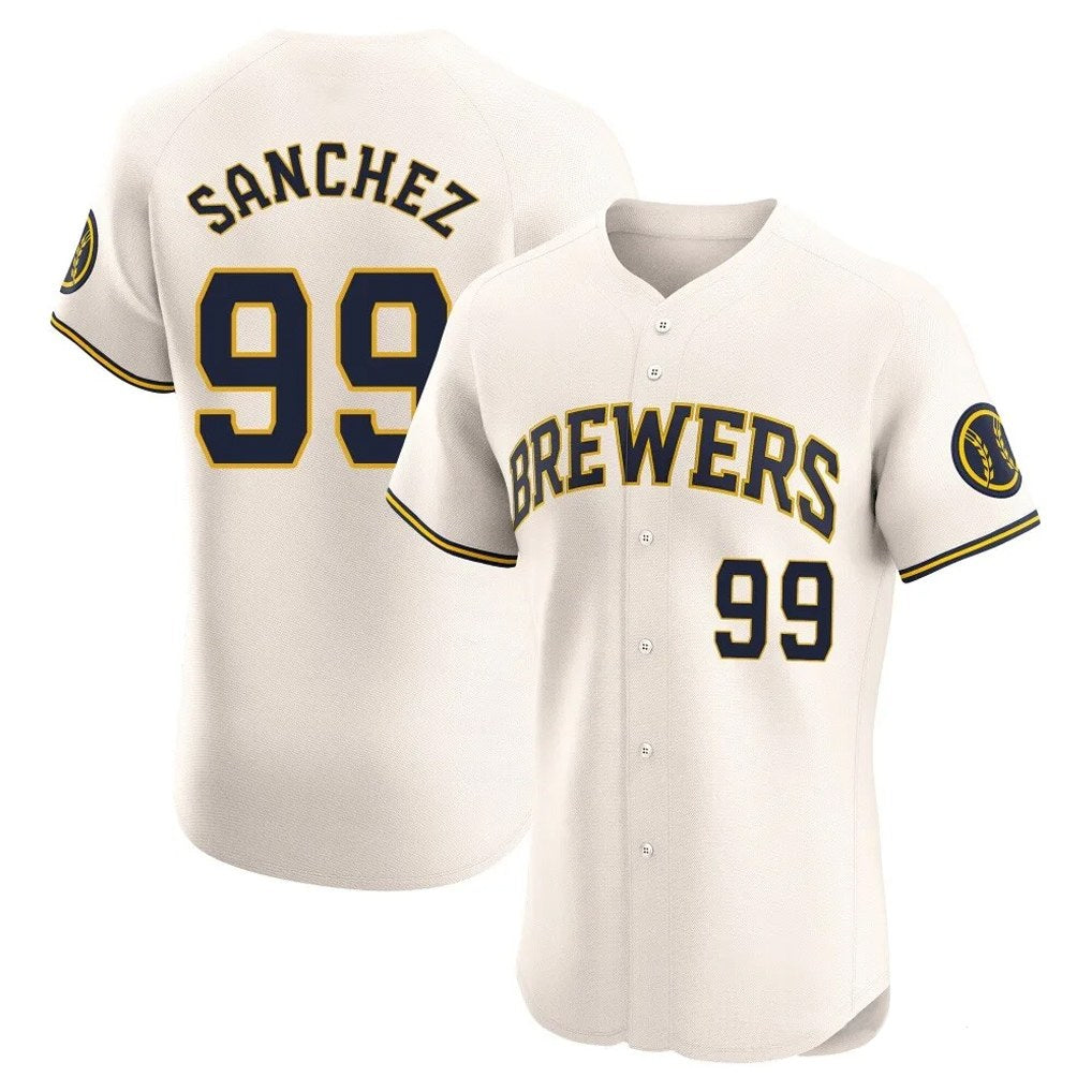 Milwaukee Brewers #99 Gary Sanchez Player Cream MIKSHPS Home Limited Elite Stitched Jerseys