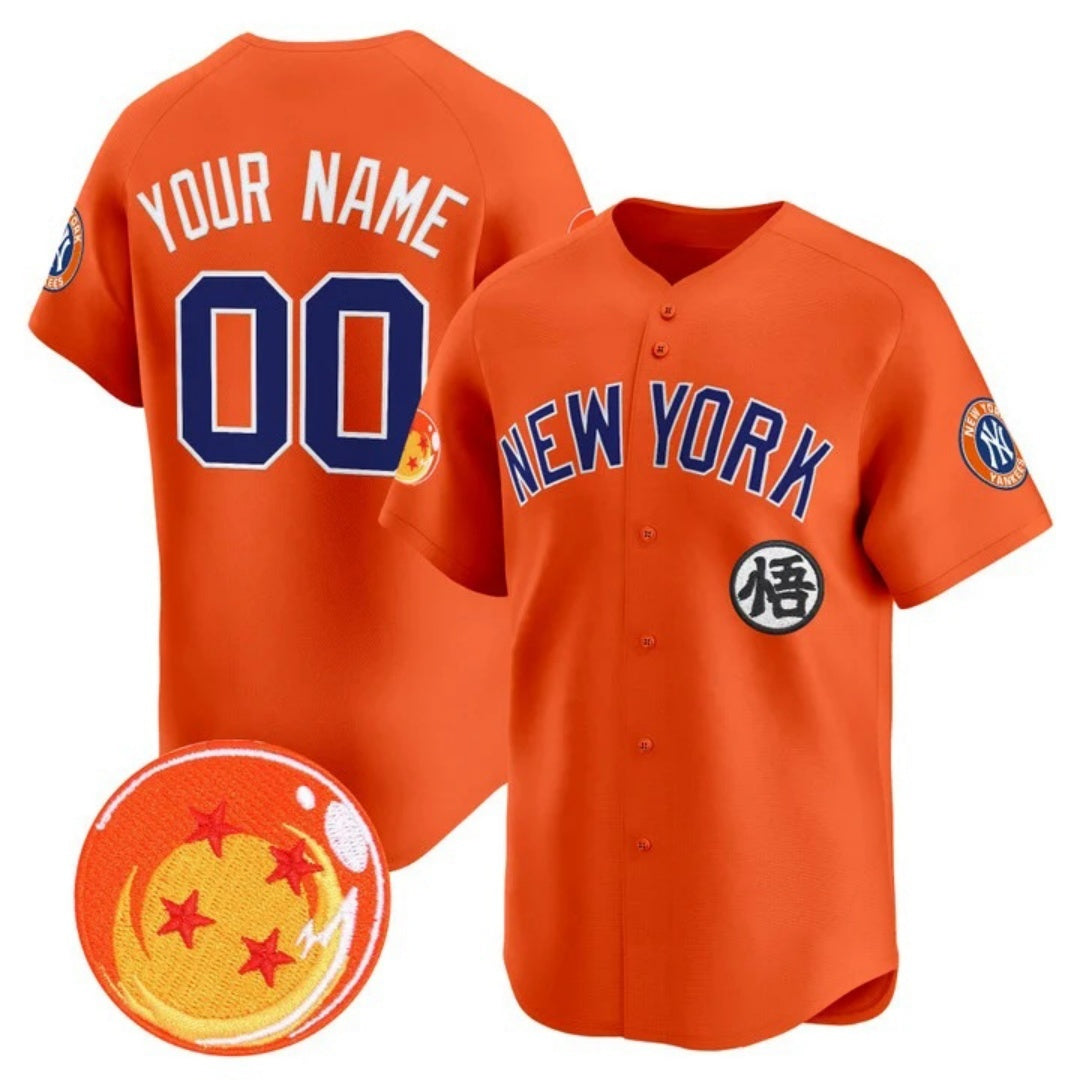 Custom New York Yankees x Dragon Ball Orange MIKSHPS Vapor Premier Limited Jersey - All Stitched