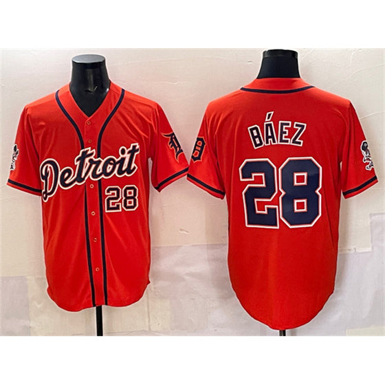 Detroit Tigers #28 Javier B¨¢ez Orange MIKSHPS With Patch Vapor Premier Limited Stitched Jersey