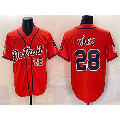 Detroit Tigers #28 Javier B¨¢ez Orange MIKSHPS With Patch Vapor Premier Limited Stitched Jersey
