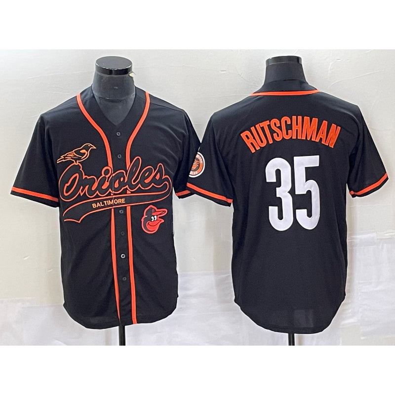 Baltimore Orioles #35 Adley Rutschman Black MIKSHPS With Patch Cool Base Stitched Jersey