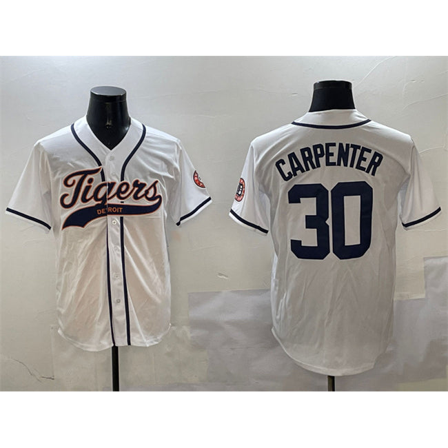 Detroit Tigers #30 Kerry Carpenter White MIKSHPS With Patch Cool Base Stitched Jersey
