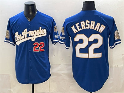 Los Angeles Dodgers #22 Clayton Kershaw Royal MIKSHPS 2026 Gold Collection 9x & B2B Champs Patch Stitched Jersey