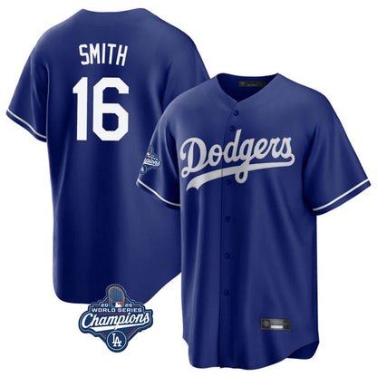 Los Angeles Dodgers #16 Will Smith Player Royal MIKSHPS World Series Meet Game Stitched Jerseys