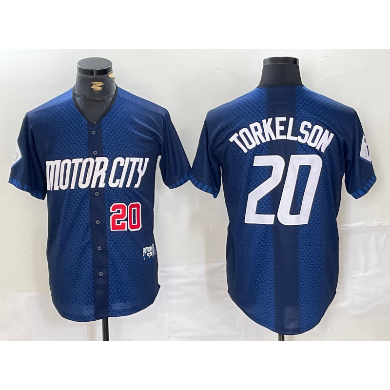 Detroit Tigers #20 Spencer Torkelson Number 2024 Navy MIKSHPS City Connect Cool Base Limited Stitched Jersey