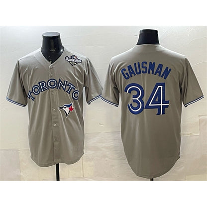 Toronto Blue Jays #34 Kevin Gausman Gray MIKSHPS 2025 World Series Cool Base Stitched Jersey