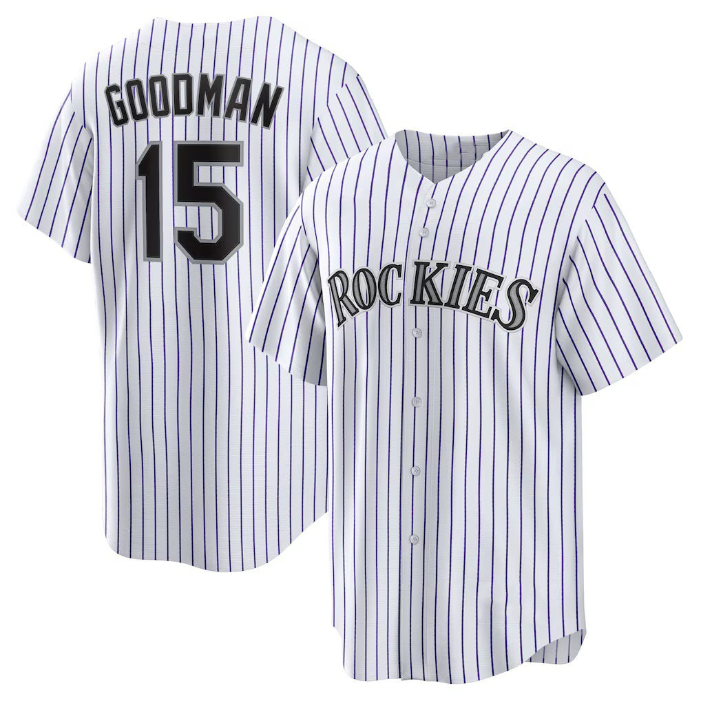 Colorado Rockies #15 Hunter Goodman White MIKSHPS Home Replica Jersey