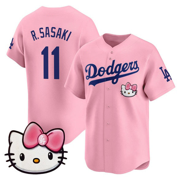 Los Angeles Dodgers #11 Roki Sasaki Pink MIKSHPS 2025 Hello Kitty Vapor Limited Stitched Jersey