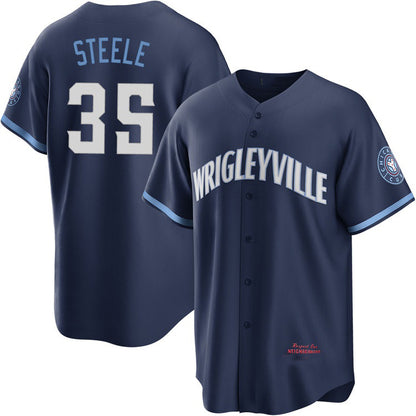 Chicago Cubs #35 Justin Steele Navy MIKSHPS City Connect Jersey