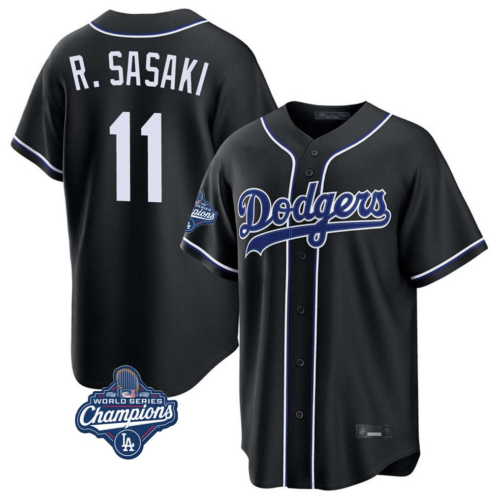 Los Angeles Dodgers #11 Roki Sasaki Player Black MIKSHPS World Series Meet Carbon Limited Home Stitched Jerseys