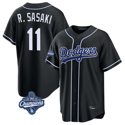 Los Angeles Dodgers #11 Roki Sasaki Player Black MIKSHPS World Series Meet Carbon Limited Home Stitched Jerseys