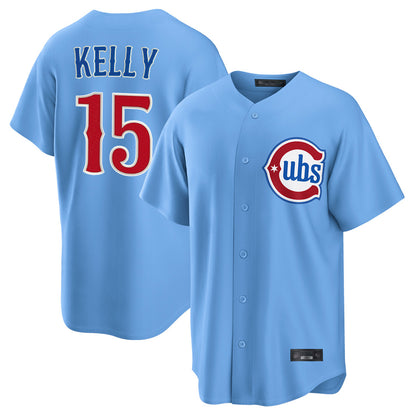 Chicago Cubs #15 Carson Kelly Player Light Blue MIKSHPS Home Game Stitched Jerseys