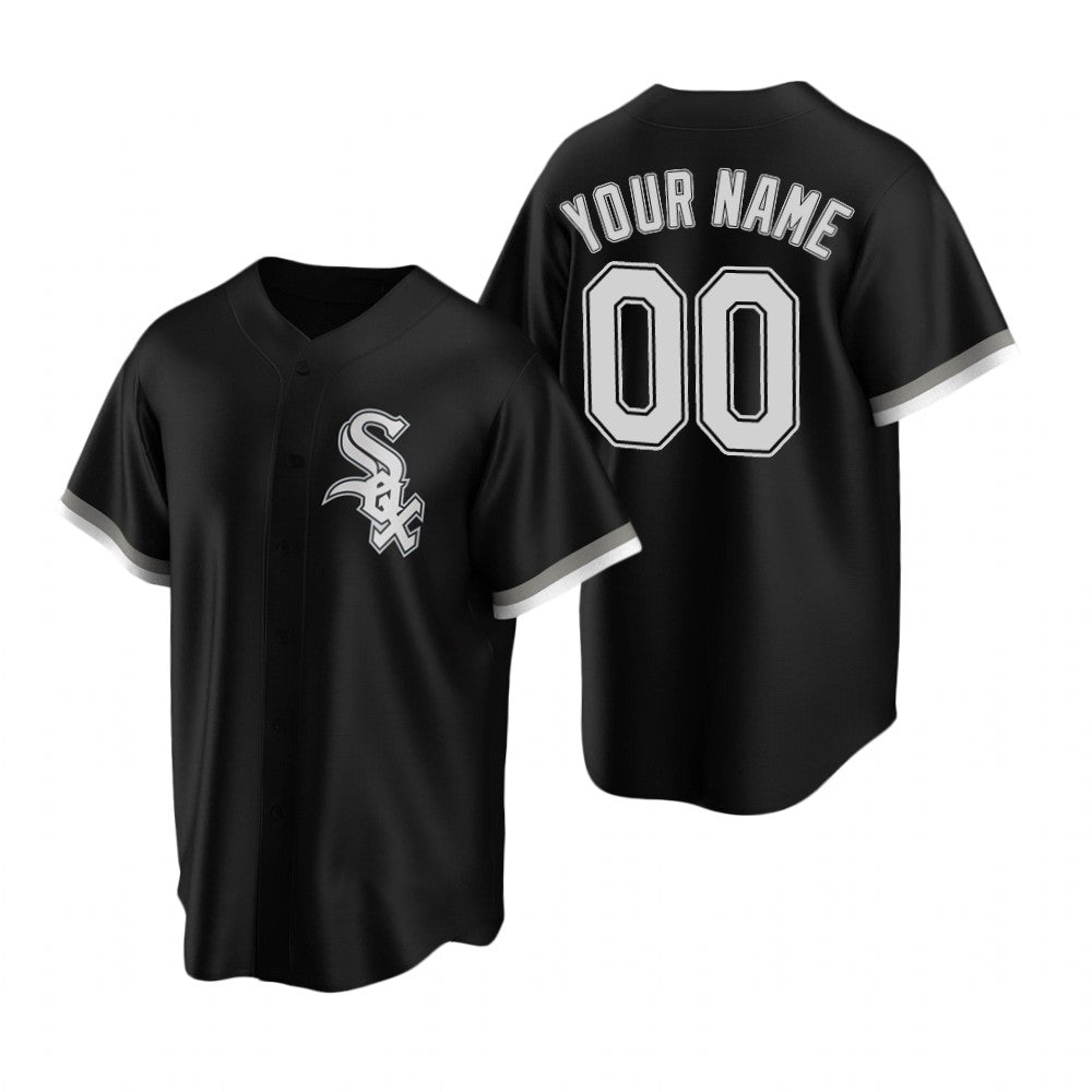 Custom Chicago White Sox Black MIKSHPS Stitched Cool Base Jersey
