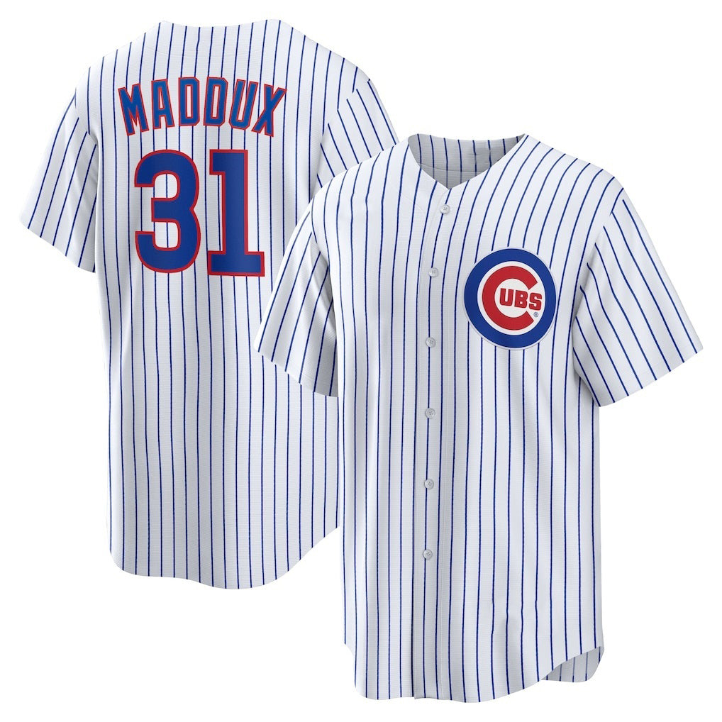 Chicago Cubs #31 Greg Maddux White MIKSHPS Home Retired Player Replica Jersey