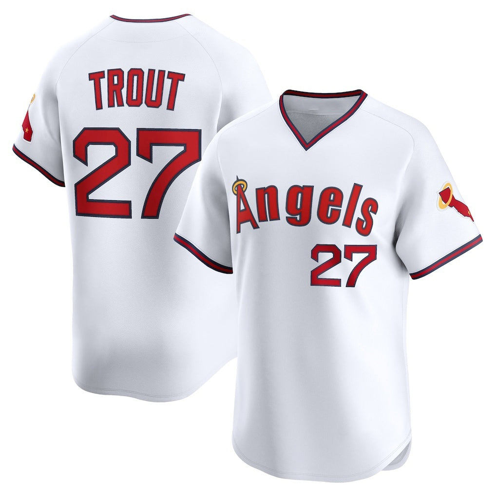 Los Angeles Angels #27 Mike Trout White MIKSHPS Alternate Limited Jersey