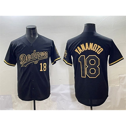 Los Angeles Dodgers #18 Yoshinobu Yamamoto Black Gold MIKSHPS Limited Stitched Jersey 2