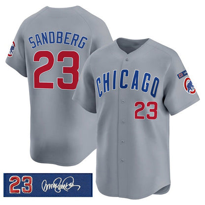 Chicago Cubs #23 Ryne Sandberg Gray MIKSHPS 'Ryne Sandberg Tribute' Vapor Limited V3 Stitched Jersey