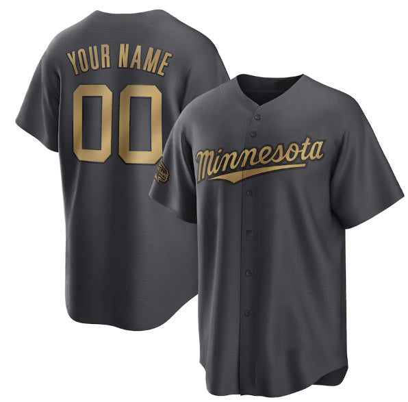 Custom Minnesota Twins Active Player Charcoal MIKSHPS 2022 All-Star Cool Base Stitched Jersey