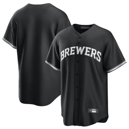 Milwaukee Brewers Blank Player Black MIKSHPS Game Home Stitched Jerseys