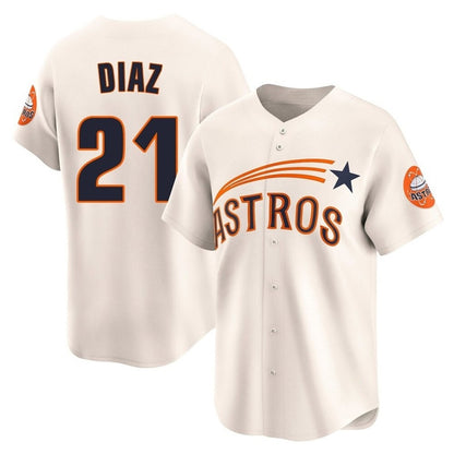 Houston Astros #21 Yainer Diaz Player Cream MIKSHPS Throwback Cooperstown Collection Limited Stitched Jerseys