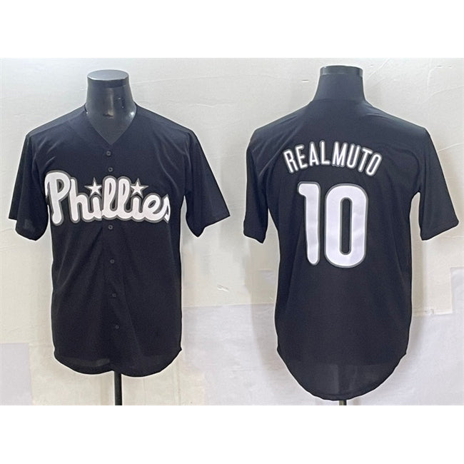 Philadelphia Phillies #10 J.T. Realmuto Black MIKSHPS Lights Out Limited Stitched Jersey