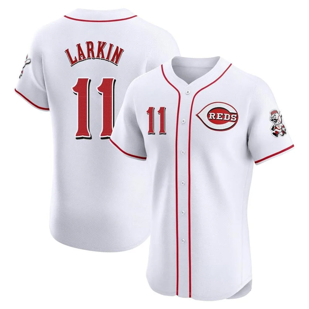 Cincinnati Reds #11 Barry Larkin Player White MIKSHPS Limited Elite Home Stitched Jerseys